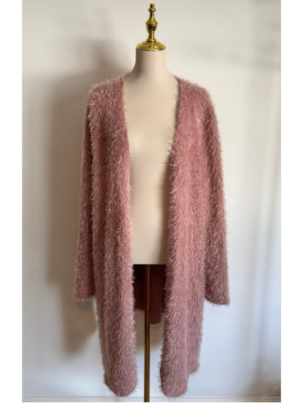 Women's Elevated Pink Fuzzy Cardigan Sweater Size 3XL
